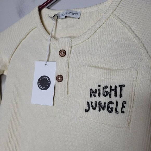 Sproet and Sprout NWT Kids 5/6 waffle knit Night Jungle Cream Long Sleeve - Picture 2 of 7